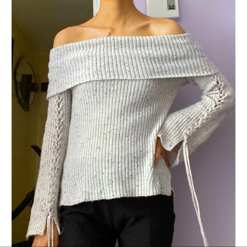 Gray size small knit off the shoulder sweater from Macy’s